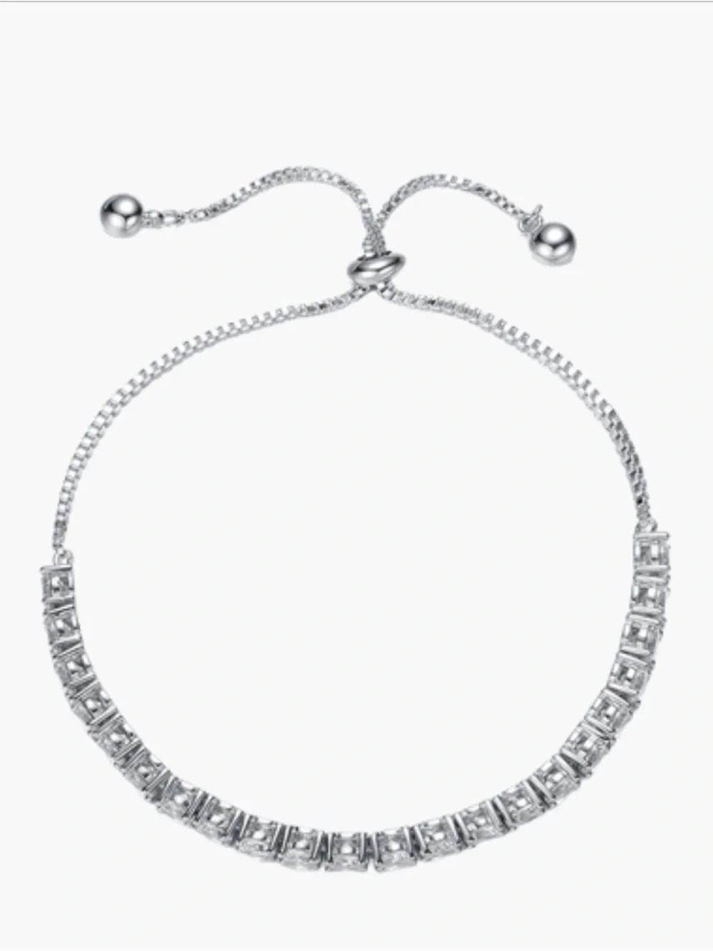 Classic Adjustable Tennis Bracelet with CZ Stones Set in Silver